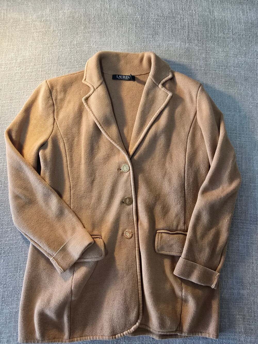 Vintage Lauren Ralph Lauren Women's Sweater-Knit Blazer . Nicer gold metal butto